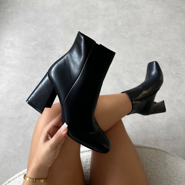 Jameson Black Mid Heeled Ankle Boots | SIMMI London