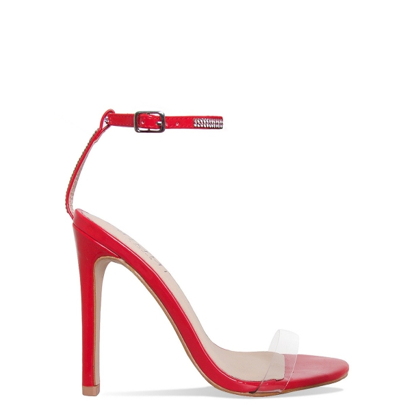 Jadira Red Clear Diamante Stiletto Heels