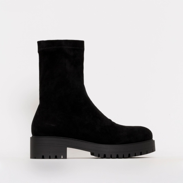 Tae Black Suede Flat Ankle Boots