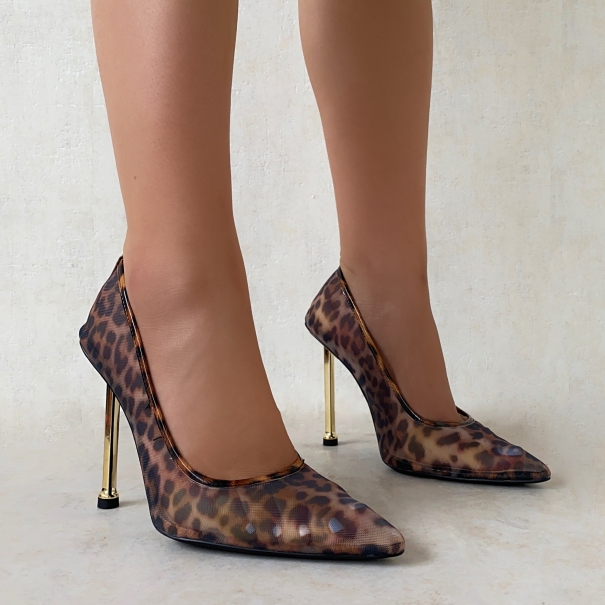 SIMMI Shoes / Kulture Leopard Print Mesh Court Heels