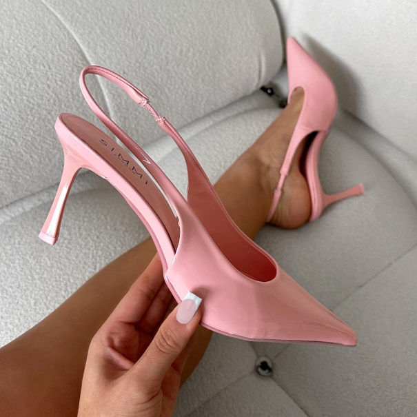 Liorra Pink Patent Sling Back Court Shoes | SIMMI London