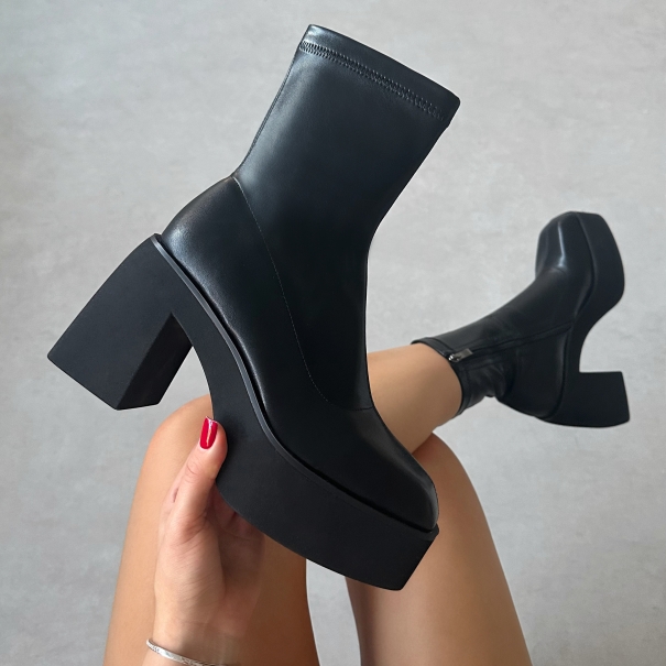 Manuella Black Pu Ankle Boots | SIMMI London