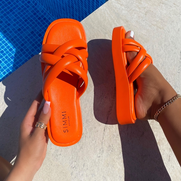 Churro Orange Plait Flatform Sandals | SIMMI London