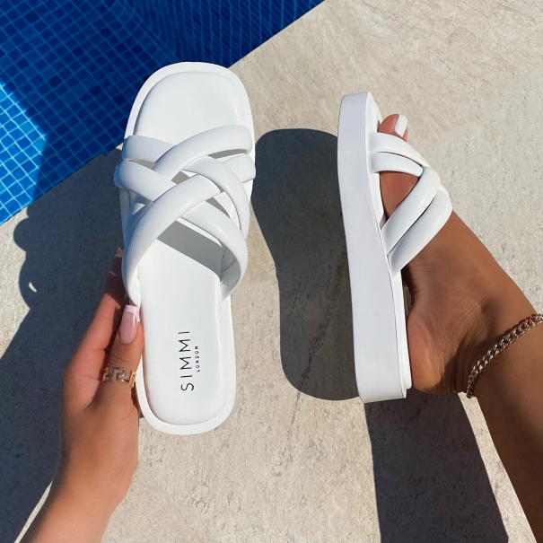 SIMMI Shoes / Churro White Plait Flatform Sandals
