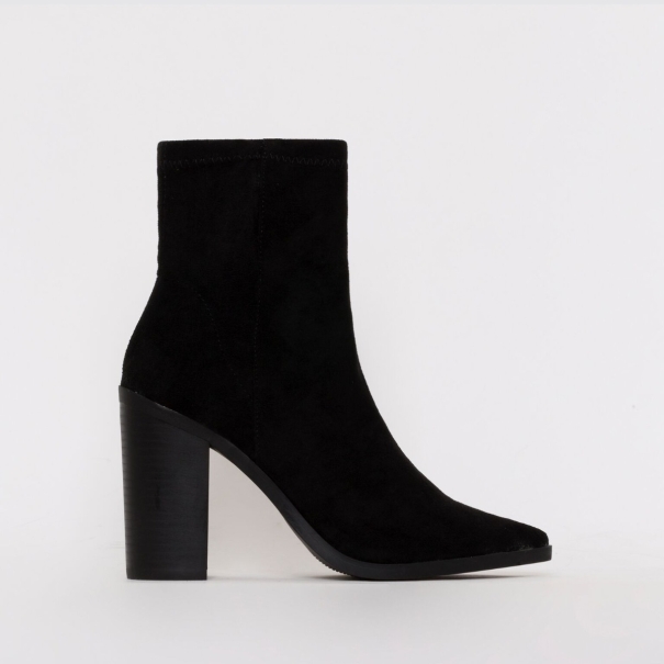 SIMMI SHOES / ARIVA BLACK SUEDE BLOCK HEEL ANKLE BOOTS