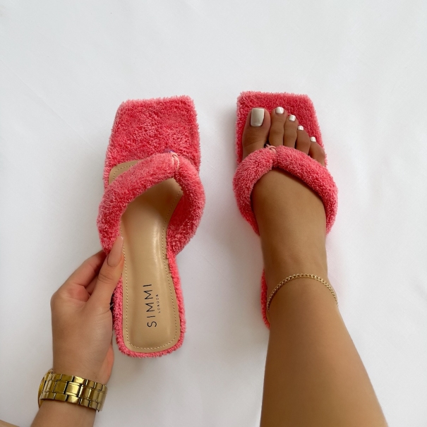 SIMMI Shoes / Monaco Pink Towel Toe Post Flat Sandals