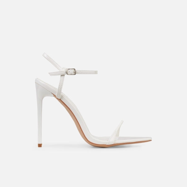 Nolan White Strappy Square Toe Stiletto Heels | SIMMI London