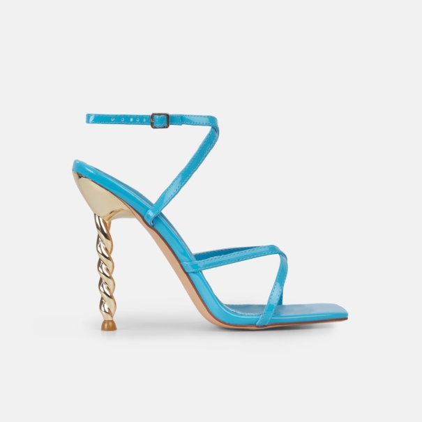 Mae Blue Strappy Spiral Stiletto Heels | SIMMI London