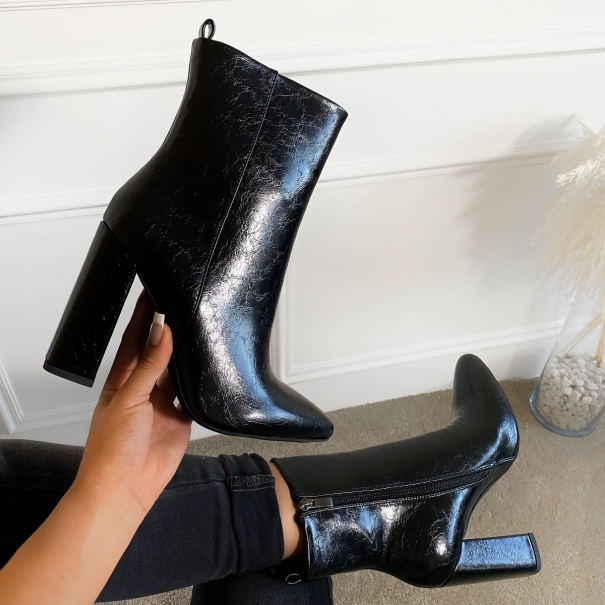 SIMMI SHOES / Opal Black Block Heel Ankle Boots
