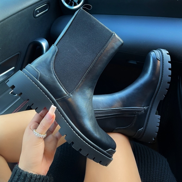 SIMMI Shoes / Pierre Black Stretch Insert Ankle Boots