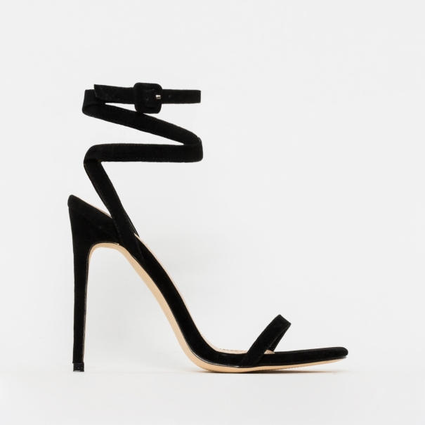 SIMMI SHOES / TAMANA BLACK SUEDE LACE UP STILETTO HEELS