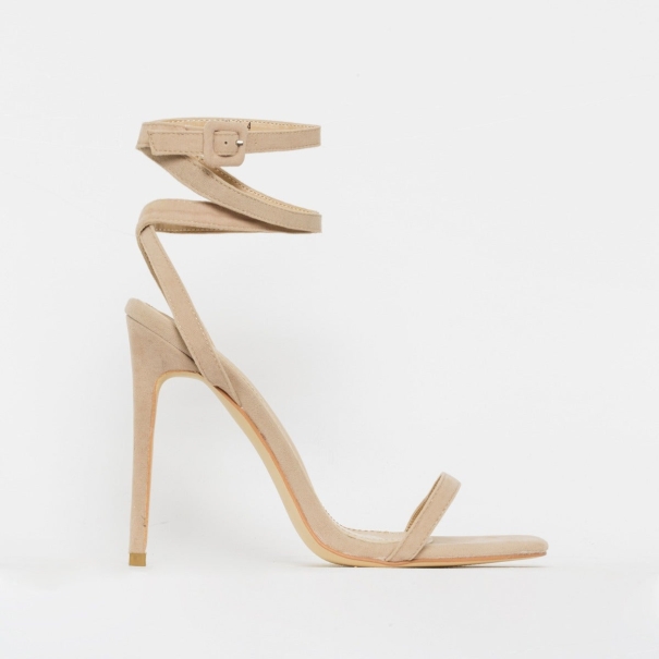 SIMMI SHOES / TAMANA NUDE SUEDE LACE UP STILETTO HEELS