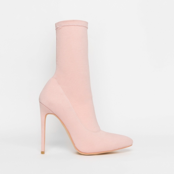 Tate Pink Lycra Pointed Toe Ankle Boots
