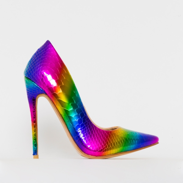 Simone Multi Rainbow Snake Stiletto Court Shoes