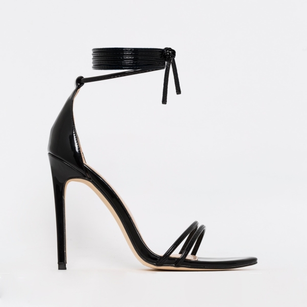 Alexia Black Patent Strappy Stiletto Heels