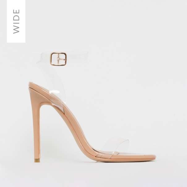 Lola Wide Fit Nude Patent Clear Stiletto Heels