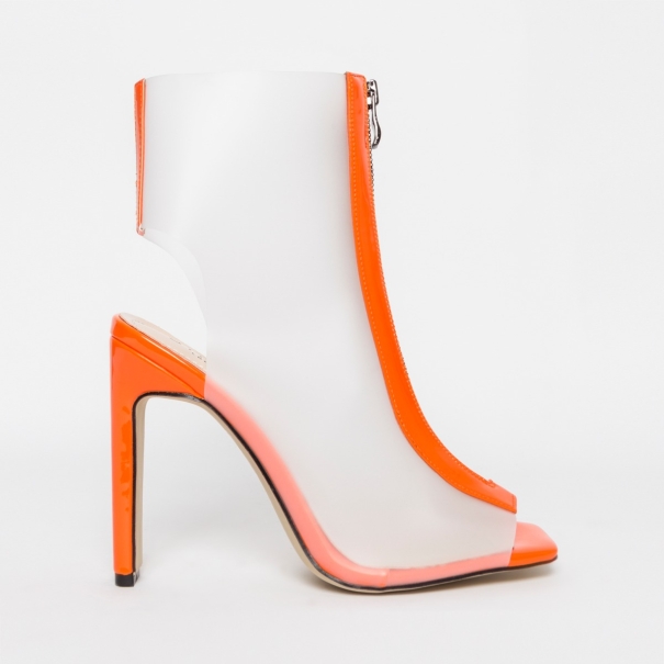 Aisha Orange Patent Frost Zip Ankle Boots