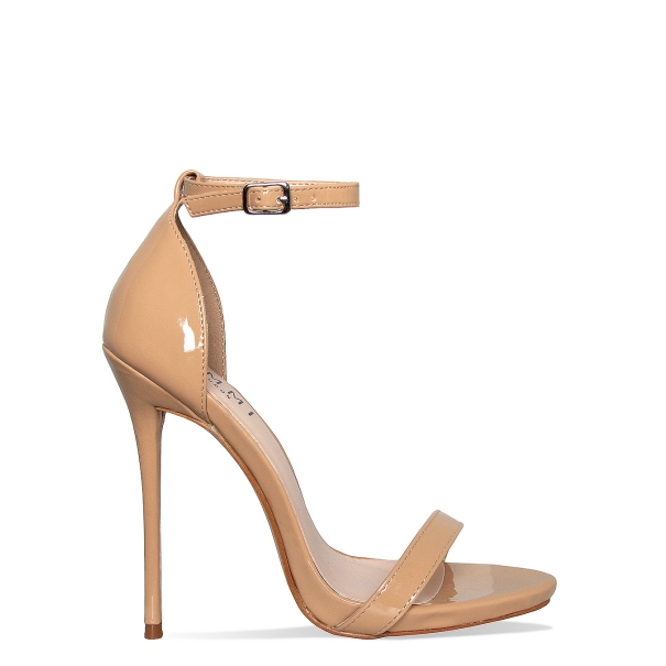 Kim Latte Patent Barely There Stiletto Heels