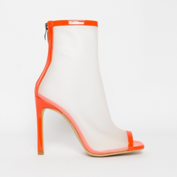 Gabby Orange Patent Frost Peep Toe Ankle Boots