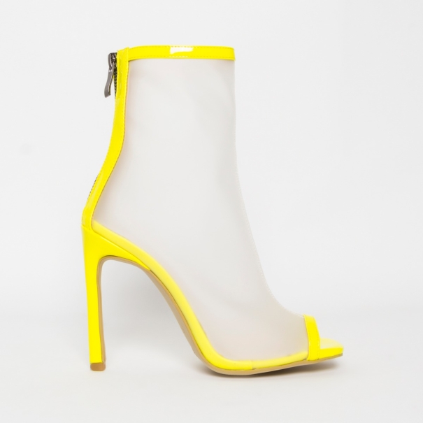 Gabby Yellow Patent Frost Peep Toe Ankle Boots