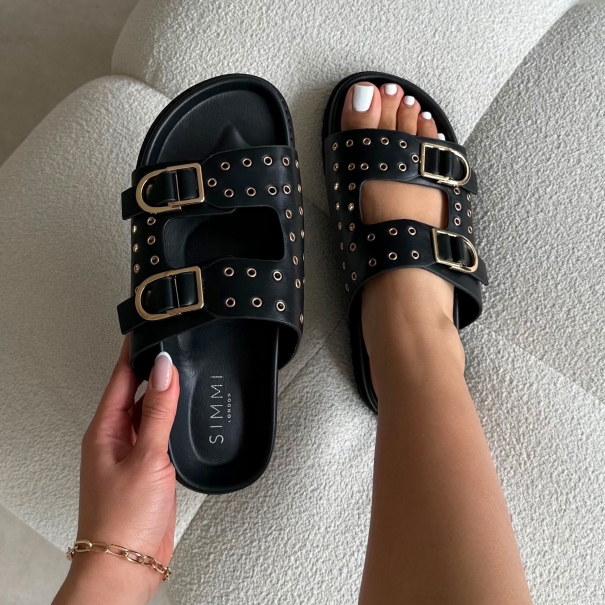 Tabi Black Slider Sandals | SIMMI London