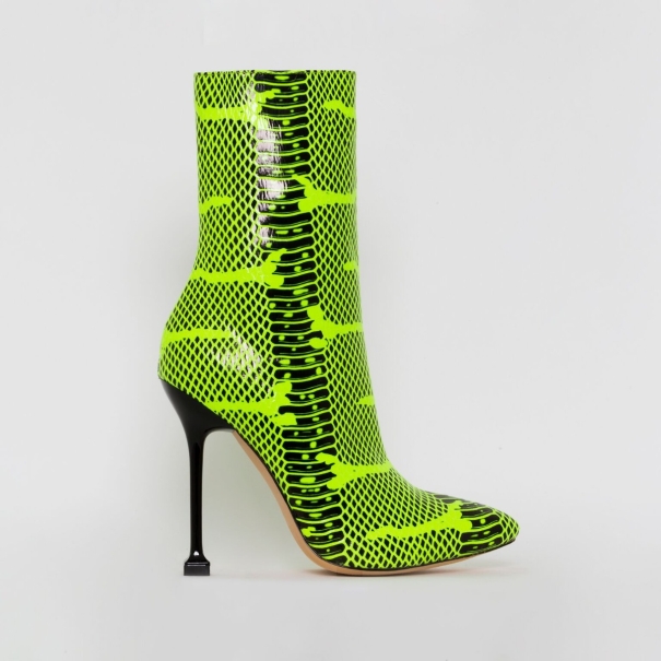 Peyton Green Python Print Stiletto Ankle Boots