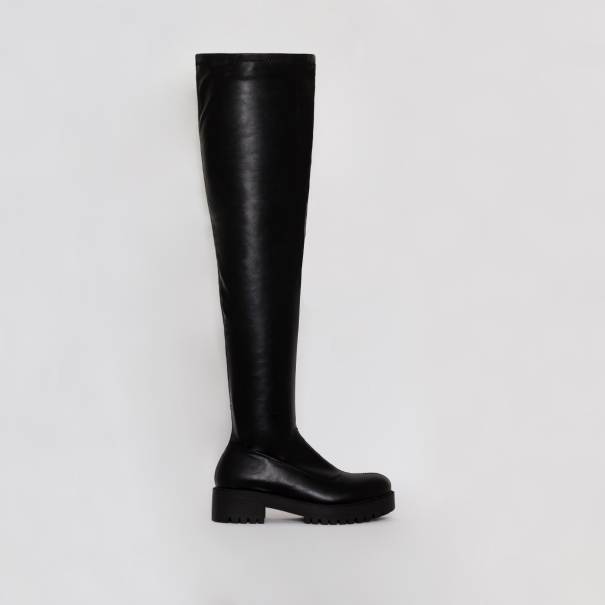 Tamia Black Stretch Flat Over the Knee Boots