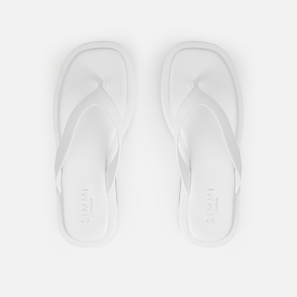 Taina White Toe Thong Flat Sandals | SIMMI London