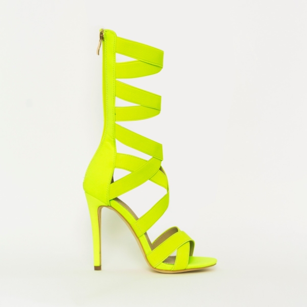 Astrid Neon Yellow Strappy Stiletto Heels