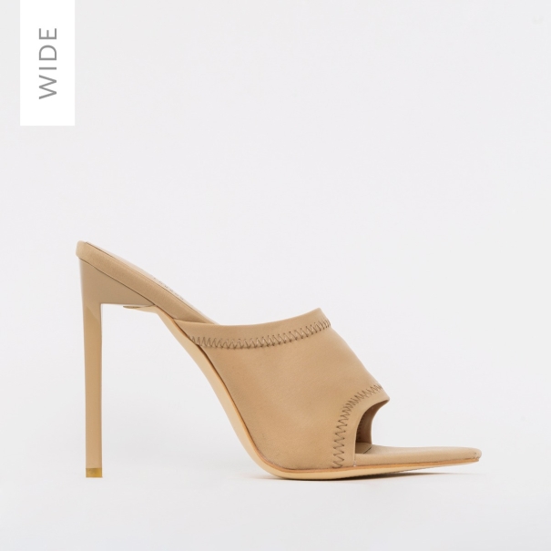 Tiana Wide Fit Nude Lycra Stiletto Mules