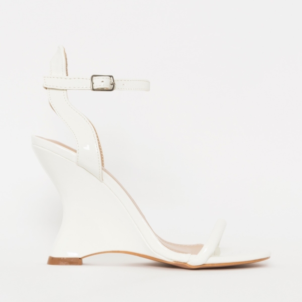Thea White Patent Wedges