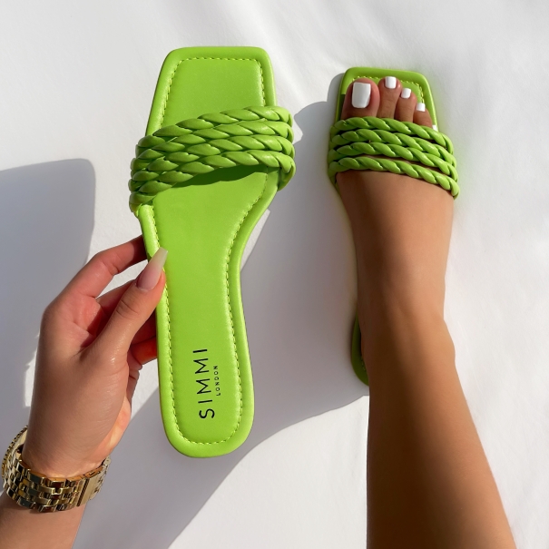 Tinsley Green Twist Strap Flat Sandals | SIMMI London
