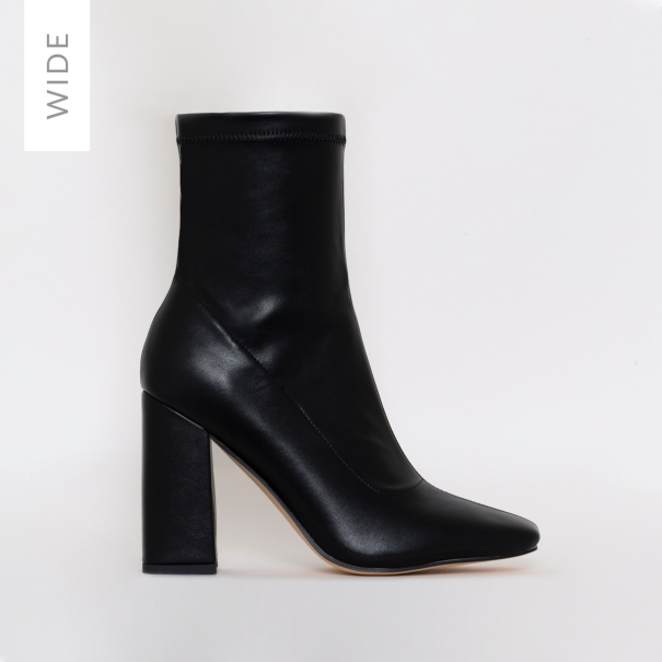 SIMMI SHOES / ISLA WIDE FIT BLACK BLOCK HEEL ANKLE BOOTS