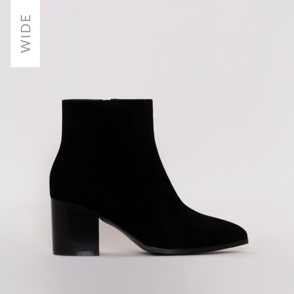 SIMMI SHOES / ANYA WIDE FIT BLACK SUEDE BLOCK HEEL ANKLE BOOTS
