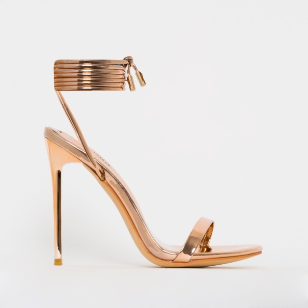 SIMMI SHOES / WHITNEY ROSE GOLD MIRROR TIE UP STILETTO HEELS