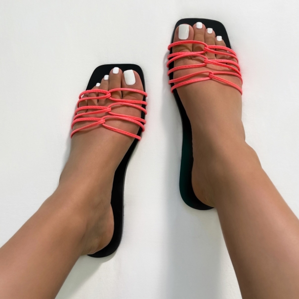 SIMMI Shoes / Zabelle Pink Faux Snake Print Strappy Flat Sandals