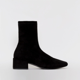 Zenya Black Suede Flat Ankle Boots