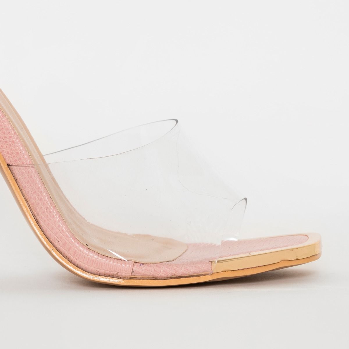 Helix Pink Faux Snake Print Clear Block Heel Mules