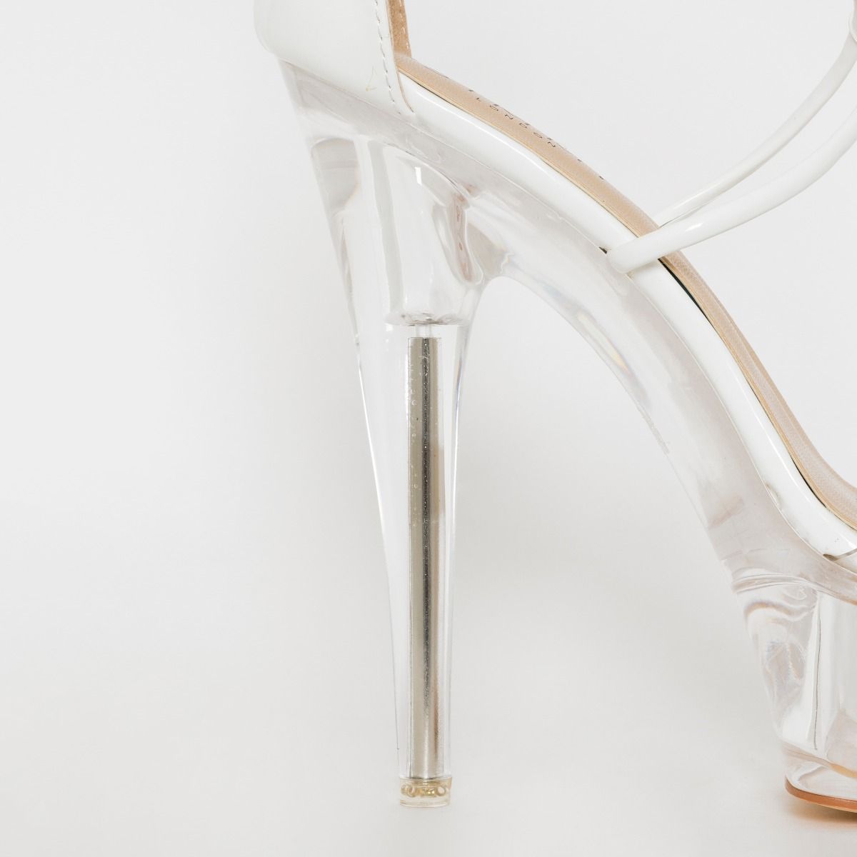 white clear platform heels