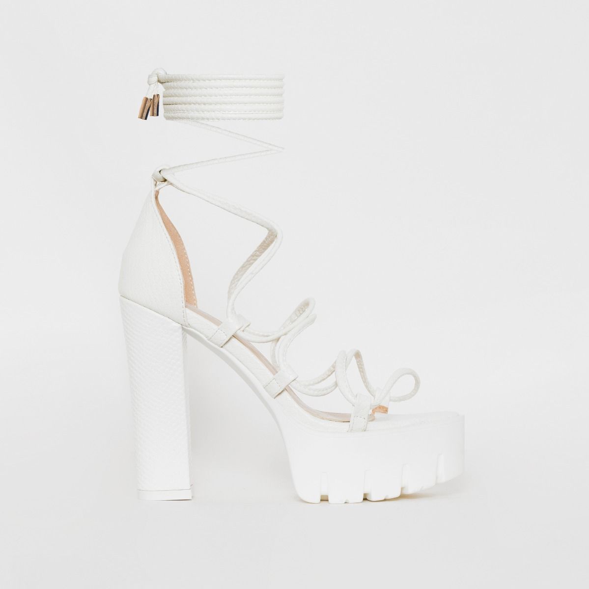 white chunky heels