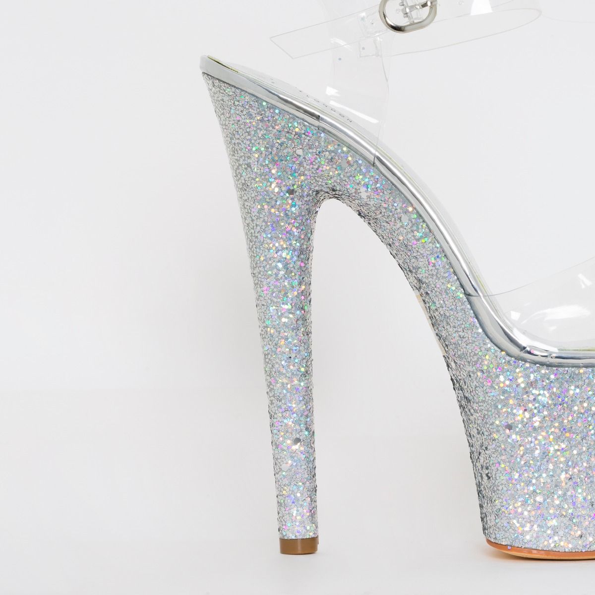 silver sparkly platform heels