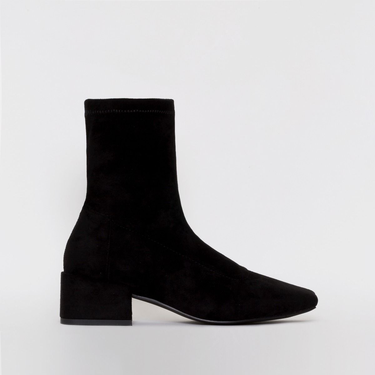 flat black suede ankle boots