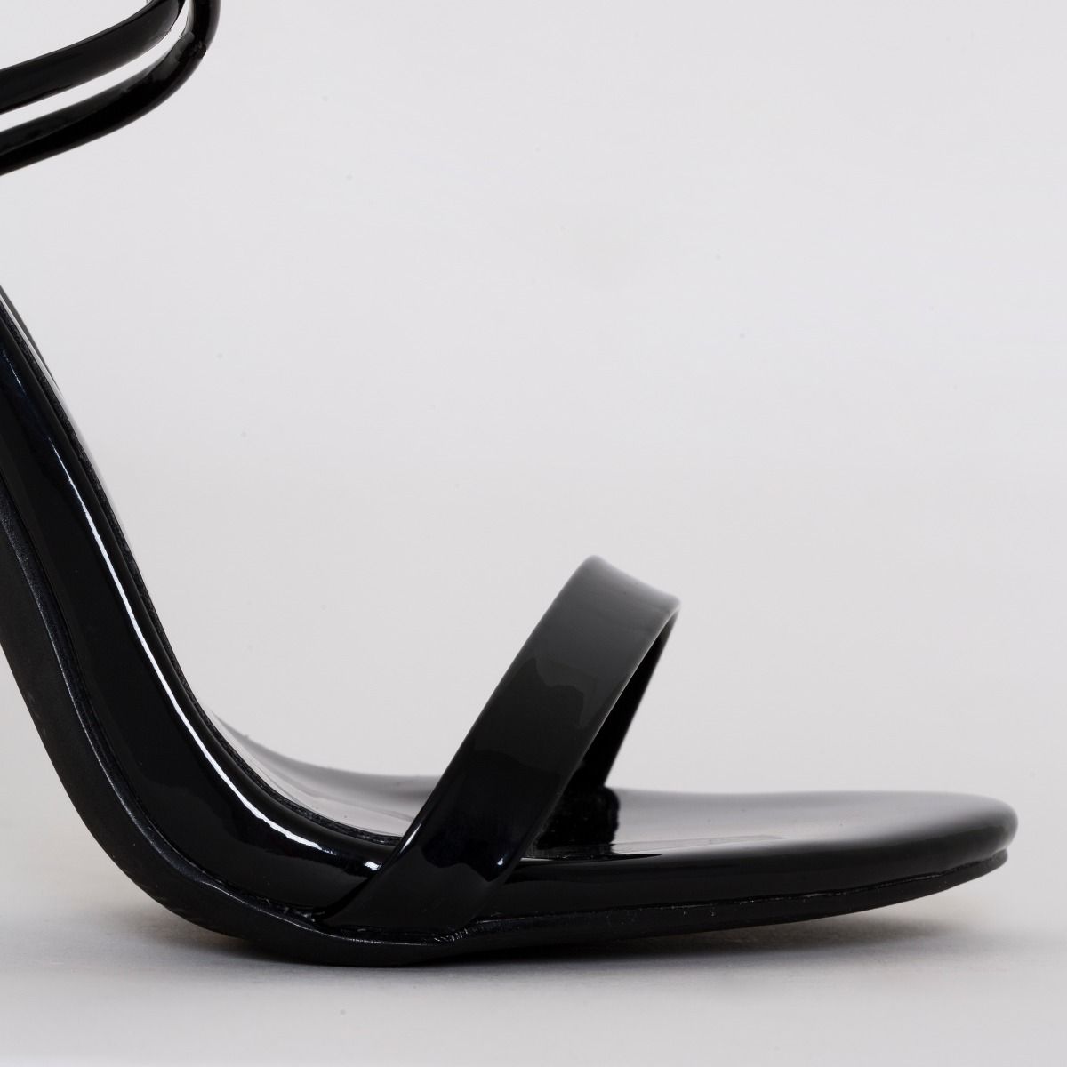 Whitney Black Patent Tie Up Stiletto Heels