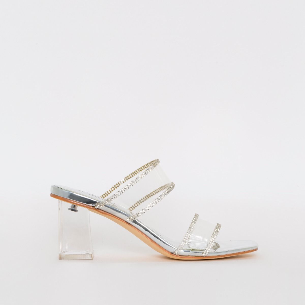 silver midi heels
