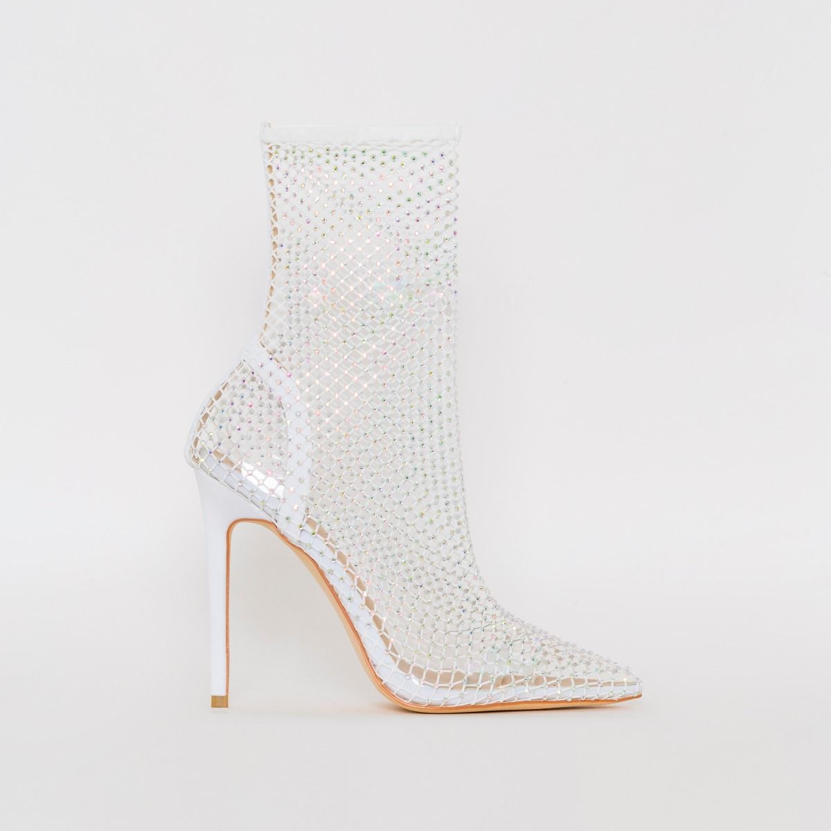 mesh diamante heels