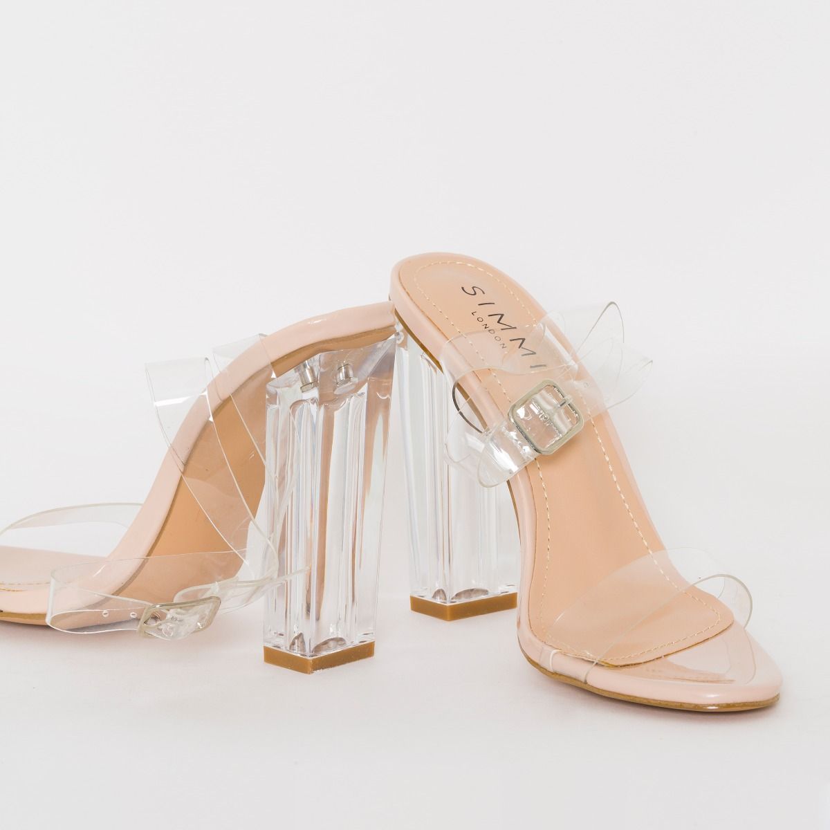 Details about   Patent Clear Mid Block Heels 