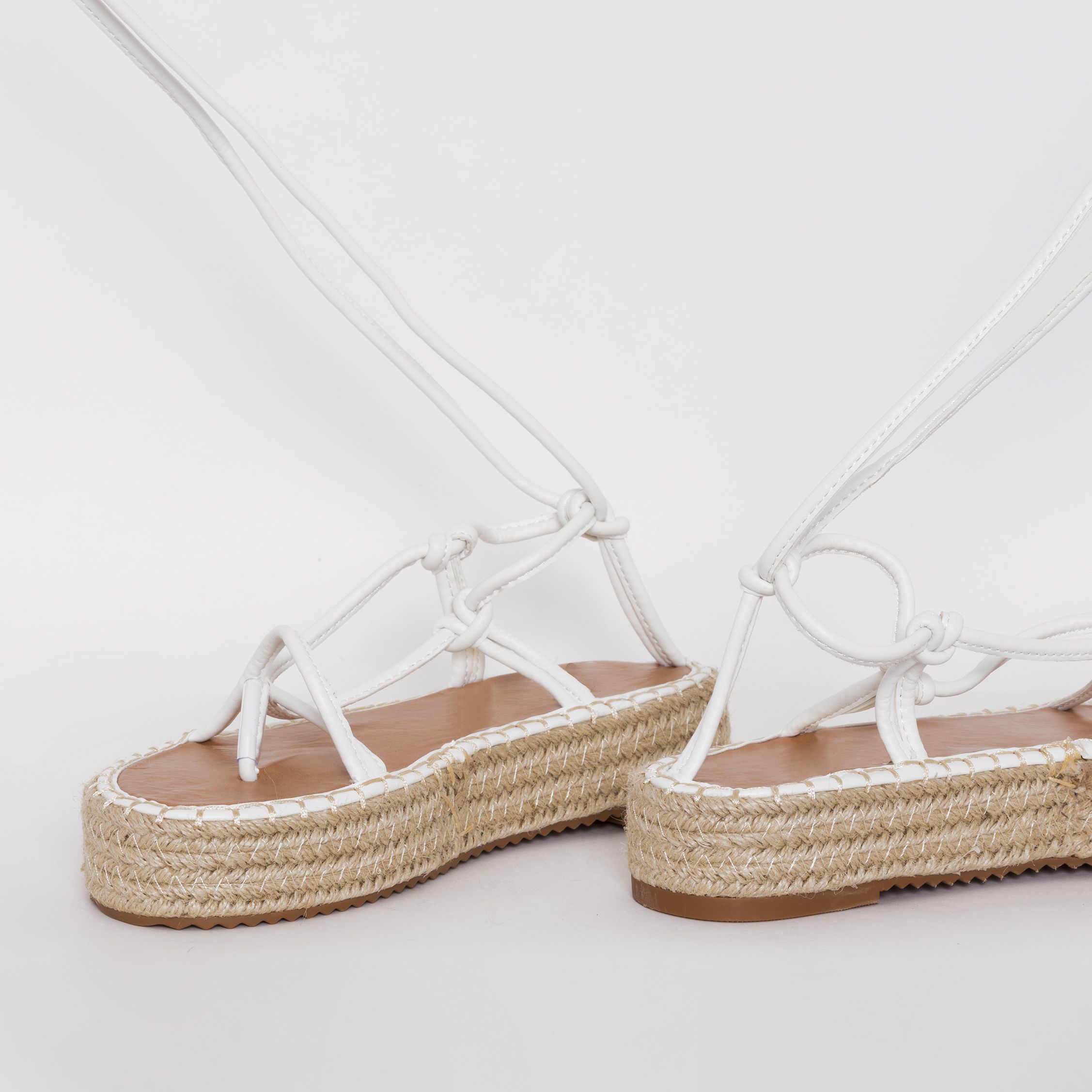 white lace up flatform sandals