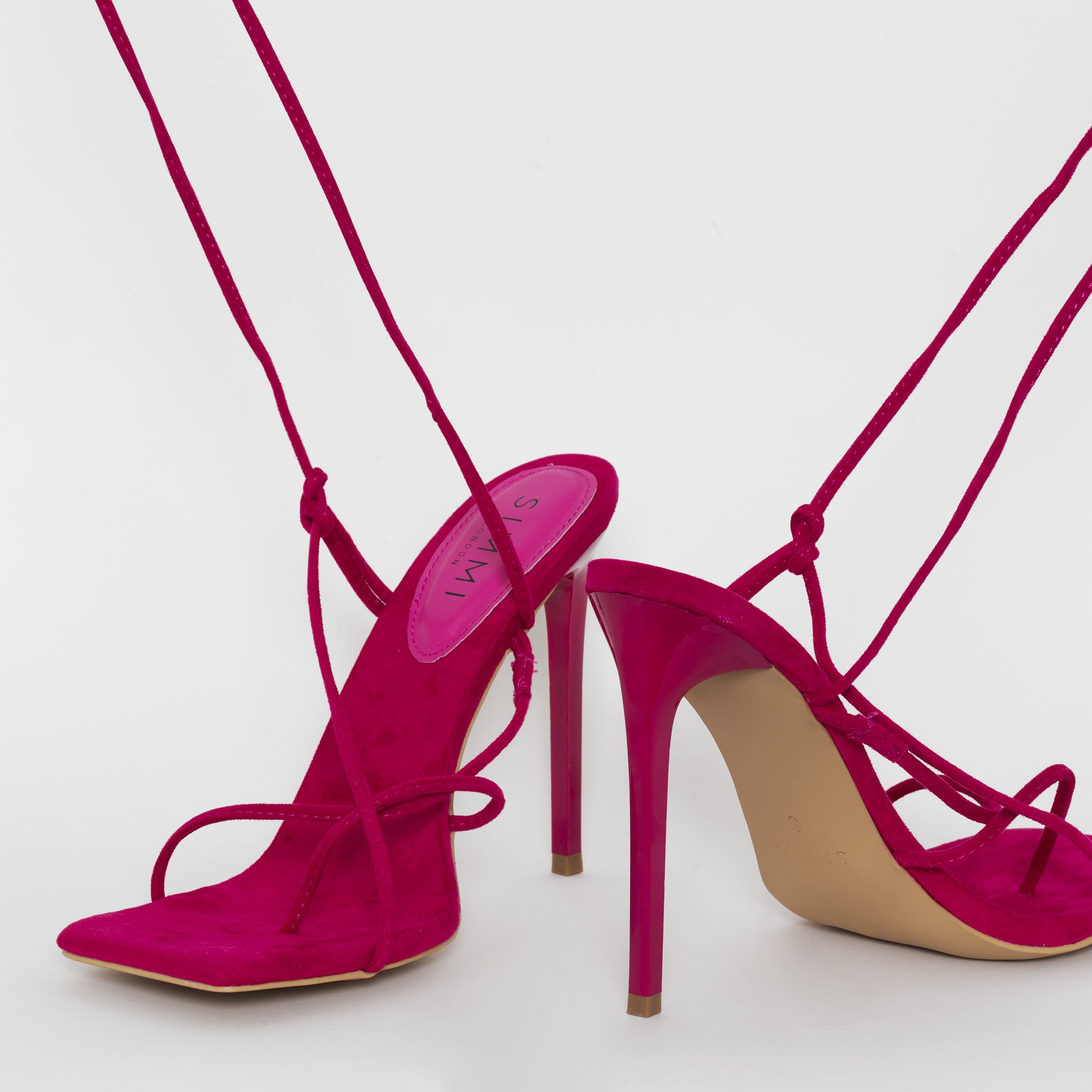 Serenity Fuchsia Pink Suede Lace Up Stiletto Heels