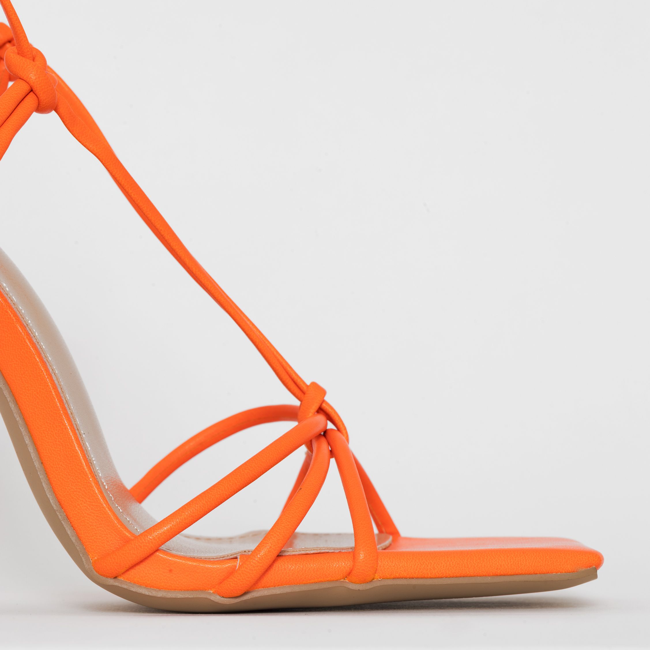 Buy > neon orange chunky heels > in stock