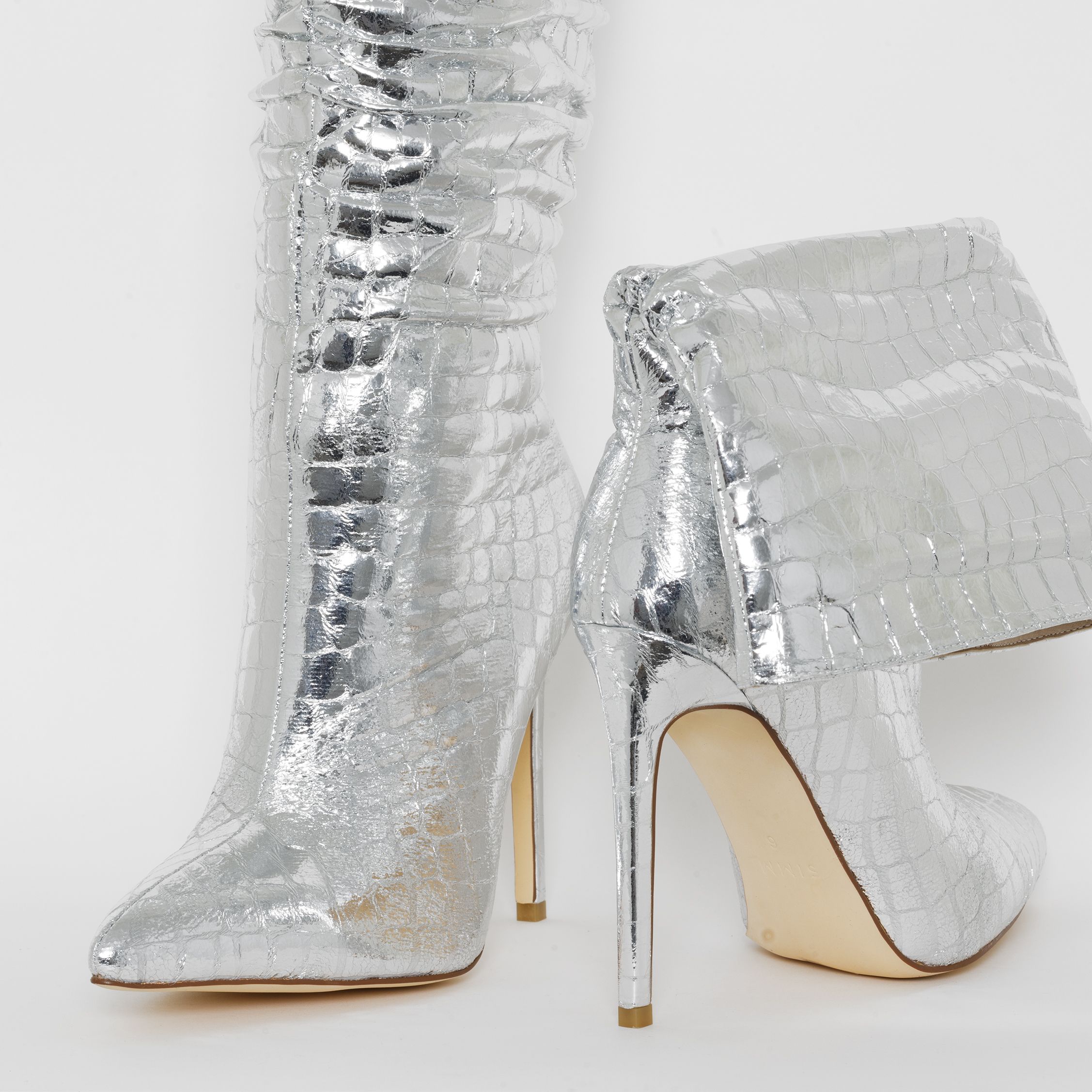 silver croc boots
